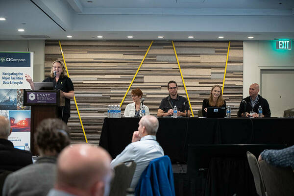 The FAIR Data panel at CI4MF 2024 leads its discussions. Photo/Angie Hubert, NDRC.